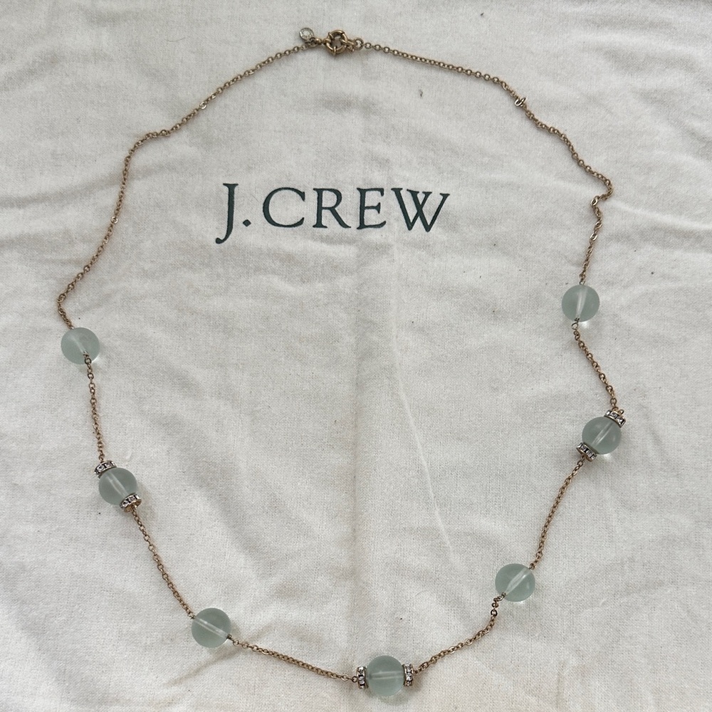 J. Crew Gold Chain Necklace with Frosted Beads